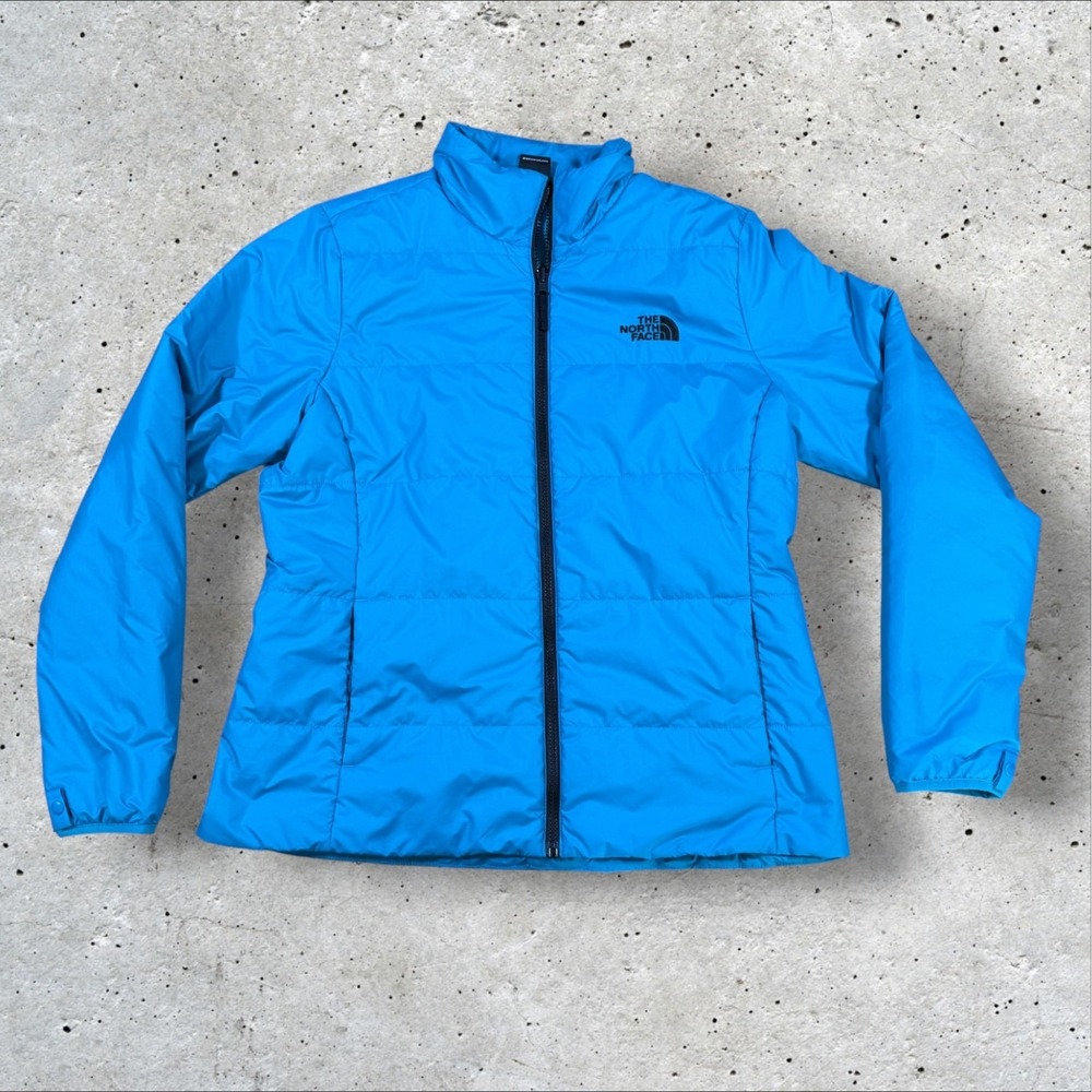 The North Face Womens Triclimate Puffer Jacket Large Blue Quilted Zip In Liner